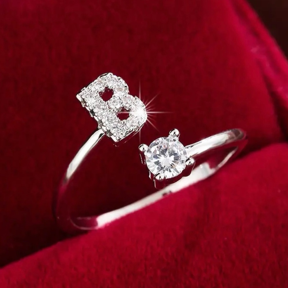 Elegant Silver Initial Ring